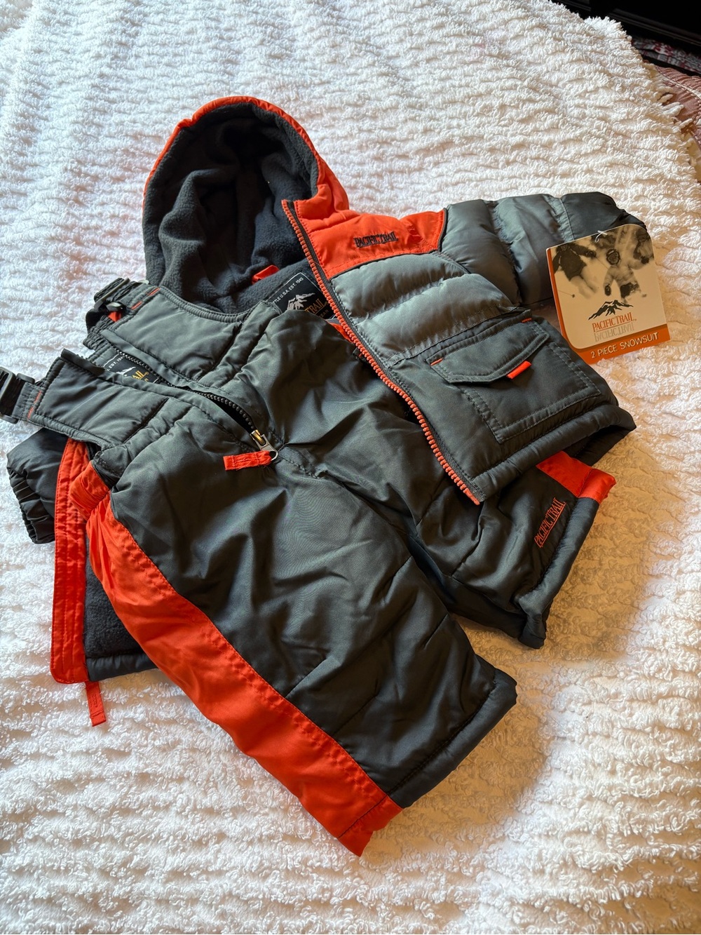 Pacific Trail Kids' Puffer Jacket & Snowpant Set - Gray & Orange